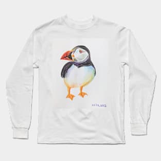 Puffin - drawing with color pencils Long Sleeve T-Shirt